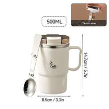 1个450/500毫升304不锈钢咖啡杯，带茶漏和折叠勺，双层保温奶茶咖啡水杯，带手柄，防烫饮水杯，冷热水皆宜，适合成人和学生在家、学校、宿舍、办公室、聚会、野餐和露营等场合使用。 - 彩色 - 查看 18