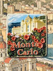 1pc World Famous Landmark 3D Fridge Magnet, Includes Seville Plaza In Spain, Maraba Palm Volcano, And Monte Carlo Luxury Casino. Precise Sizing, High-Definition Printing, Suitable For Refrigerators, Office Whiteboards, And More. Great Travel Souvenir, Colorful Design Fits Home Decor, Ideal For Christmas, Birthday Gifts - Monaco Luxury Casino - View 2