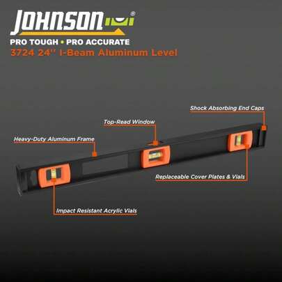 Johnson Level &Amp; Tool 3724 Professional Aluminum, 24", Black, 1 Level
