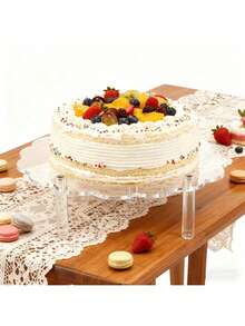 Soporte redondo de acrílico para tartas, estante de exhibición de postres para fiestas/cumpleaños, soporte de exhibición de cristal transparente - transparente - Ver 6