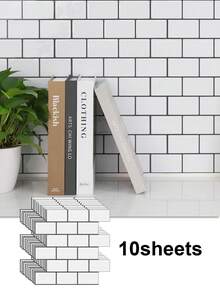 WoStick 4Sheeets/10Sheets 3D Glossy Subway Peel And Stick Tiles, Self-Adhesive Waterproof Wall Stickers For Kitchen Backsplash - Multicolor - View 21