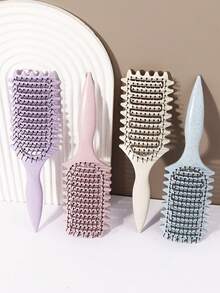 Lockborste - Ihålig kam med nylonborst och ABS-handtag, lämplig för alla hårtyper, skapar lockiga frisyrer och håller stylingen - Multifärgad - Visa 2