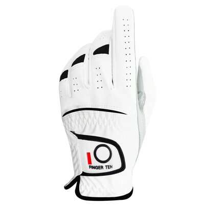 FINGER TEN Comfortable Golf Gloves Men Left Hand 1 Pack, High Quality Leather All Weather Soft Breathable Golf Gloves For Enhanced Grip, Durability Gloves Fit Sizes S/M/ML/L/XL