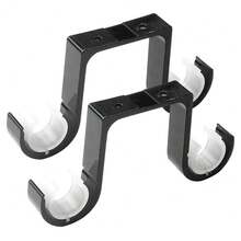 2Pcs Double Curtain Rod Brackets Ceiling Mount Ports Aluminum Alloy Black - A - View 1