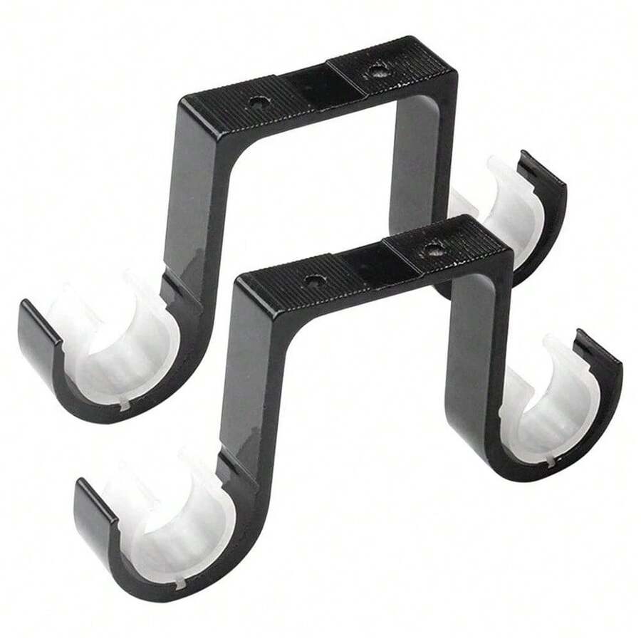 2Pcs Double Curtain Rod Brackets Ceiling Mount Ports Aluminum Alloy Black - A - View 1