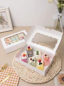 5pcs/10pcs/15pcs Wavy Window Cake Boxes, Donut Boxes, Large Cookie Boxes, Pastry Candy Boxes For Cakes, Pastries, Chocolates, Cookies, Party, Birthday, Easter, Holiday Gifts, Tart Packaging - View 6