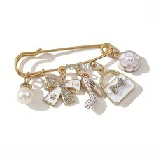 1枚时尚优雅合金胸针，精致外套胸针配饰，防滑裤腰夹，包包挂饰，时尚女士配饰 - 彩色 - 查看 6