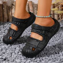 Women's Solid Black Casual Lightweight EVA Beach Sandals, Spring/Summer - Black - View 2