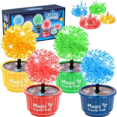 24-Hour Fast Growing Flower Experiment Kit (Makes 4 Flowers), DIY Crystal Decorations, STEM Education/DIY/Handicraft, Suitable For 6-9 Years Old Boys And Girls
