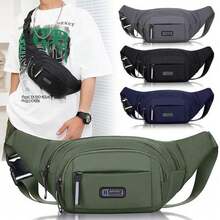 Sports Fanny Pack With Adjustable Shoulder Strap And Zipper Closure - Lightweight Unlined Fanny Pack, Unisex, Black Lettered Design - Perfect For Hiking, Camping, Running, Traveling And Outdoor Activities, Hiking Accessories - 綠色 - 查看 1
