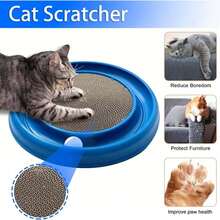 Cat Track Ball + Scratching Board Set, Interactive Puzzle Boredom Relief Toy, Indoor Cat Self-Entertainment Device, Suitable For Adult And Kitten Cats, Blue, With Spare Balls - View 4