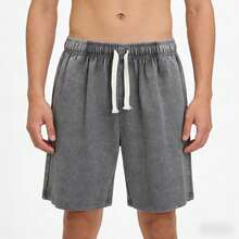 2026 Must-Have 260G Heavyweight Oversized Acid Wash Black Denim Shorts For Men, Comfy Baggy Fit With Elastic Waist & Adjustable Drawstring, Vintage Washed Summer Streetwear Shorts Ideal For Daily Casual, Skate Sessions And Weekend Hangouts - 灰色 - 查看 2
