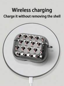 1pc Customized Electroplated Silver Earphone Case, Personalized Halloween Theme Design, Little Ghost, Fashionable Halloween Item - Black - View 5