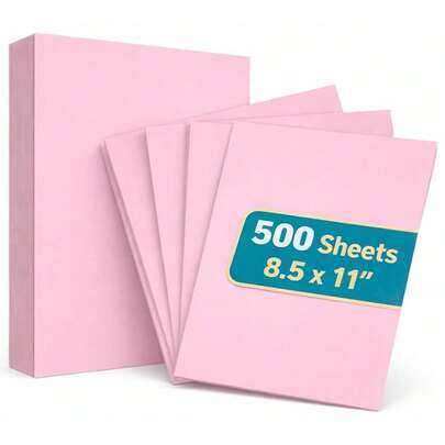 1InTheOffice Pink Copy Paper, Colored Printer Paper, 8.5\ X 11\, Letter Size, 20 Lb Density, 500 Pack
