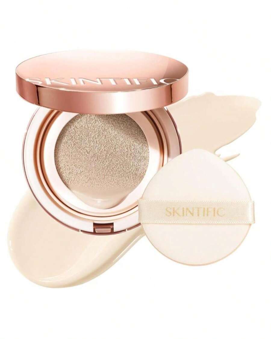SKINTIFIC Full Coverage Cushion Foundation #13W Cream| Satin Glow Finish, Oil-Control & Waterproof, Buildable Tattoo Cover Cushion for All Skin Types - ColorB - Ver 1