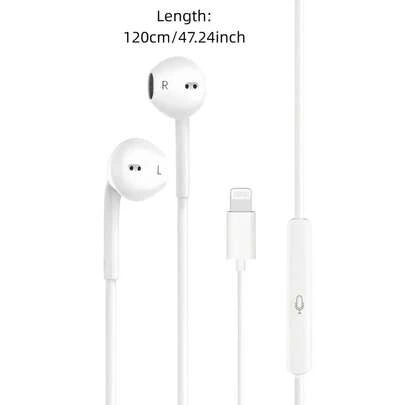 Built-In Microphone With Volume Control Wired Headphones, Plug And Play, Compatible With IPhone 14/13/12 Pro Max/Xs/Xr/X/7/8 Plus, White