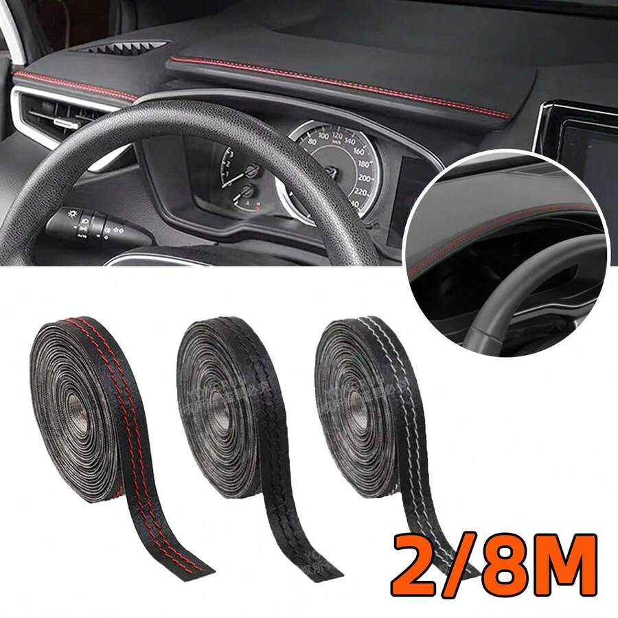Dải trang trí nội thất ô tô 2/8M tự dính, dải da trang trí cho bảng điều khiển ô tô, dải dệt trang trí tự làm, miếng dán độ chế nội thất ô tô, chống trầy xước và mài mòn, trang trí phong cách ô tô. - 1 cái - Xem 1