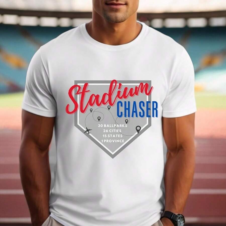 Vibrant Wander Tees Stadium Chaser Home Plate Ballpark Chaser Baseball Shirt Baseball Stadium MLBs Baseball Gift MLBBallpark Shirt - White - View 1