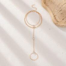 1 pieza Cadena de mano con cristal y diamante de imitación, joyería de mano de estilo hip hop única, accesorio para fiestas/festivales, decoración de mano diaria occidental - Dorado - Ver 3