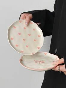 Juego de 4 platos de postre cerámicos asimétricos pintados a mano, exquisitos platos para aperitivos, adecuados para bistec, postre, té de la tarde, bodas, fiestas, regalos festivos - Multicolor - Ver 8