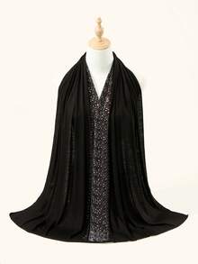 1 chiếc khăn trùm đầu bằng vải jersey dành cho nữ, màu trơn, đính đá lấp lánh, khăn trùm đầu hijab bằng vải jersey, khăn trùm đầu cầu nguyện cho người Hồi giáo, phù hợp cho mọi mùa. - Nhiều màu - Xem 16