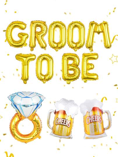 12pcs Men's Bachelor Party Decorations, Including Ring Balloons And Beer Balloons, 16 Inch Gold "Groom To Be" Balloon, Groom Accessories, Suitable For Bachelor Party, Engagement, Wedding, Groom Gift, Future Groom, Last Bachelor Party, Pre-Wedding Party Decorations