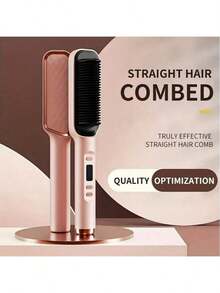 LUYAO Hair Straightener Brush, Fast Speed Hair Straightener Styling Comb, Hot Comb Electric, 5 Temp Settings Hair Styling Tools Fast Heated Hair Brush Suitable For Home And Salon - Pink - View 3
