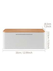 Caja de almacenamiento rectangular grande de metal con tapa de bambú, textura en relieve, contenedor de aperitivos de escritorio - Ver 4