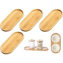 [Bamboo Tray] Bamboo Tray 1/4pcs Bamboo, Wooden Coaster, Flower, Plant Succulent Tray Coaster - Four Packs - View 2