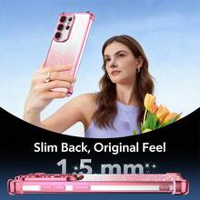 Sequins,Diamond (Android Series) Electroplated Anti-Drop Transparent Phone Case Suitable For SX A57 A37/57 A123456789987654321 45G, Compatible With Samsung/S26/S25/S24/S23/S22 Series/A Series, , , , Moto, Pixel, , - Pink - View 4