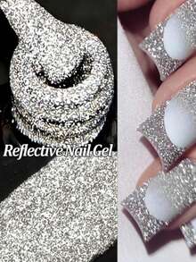 10毫升银色反光闪粉凝胶指甲油可卸超闪亮香槟金UV凝胶指甲油，适用于美甲艺术 - 彩色 - 查看 1