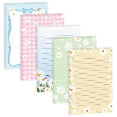 Sheets Daisy A5 Planner Refill Paper, 120GSM Thick 6 Hole Binder Inserts Lined & Blank Floral Loose Leaf Filler Paper For A5 6 Ring Binder Journal Planner Notebook Diary