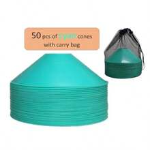 Thicker Disc Cones Set Of 50 Agility Soccer Cones With Carry Bag For TrainingFootball Sports Field Cone Markersgift - Cyan - View 2