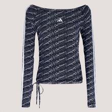 Adidas DCE 女士网眼长袖T恤针织无领TKS5308 - 黑色 - 查看 2