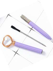 Heart-Shaped Diamond Pen, High-Quality Metal Ballpoint Pen, Creative Student Gift, Advertising Pen With Crystal Heart Logo - Multicolor - View 3