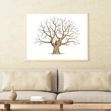 1 pieza Árbol de huellas dactilares en lienzo - Decoración de pared resistente al agua para árbol familiar, adecuado para cumpleaños, aniversario y boda, diseño de arte de huellas dactilares, patrón de huellas dactilares detallado - Blanco - Ver 8