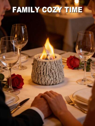 1 pieza Chimenea de escritorio portátil, diseño con textura de corteza de hormigón, adecuada para picnic al aire libre, barbacoa, camping, decoración del hogar, hogar sin humo, brasero de calefacción duradera para cocinar al aire libre