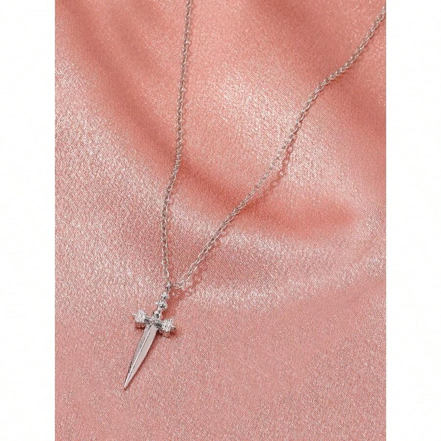 Sword Charm Necklace - 銀色 - 查看 1