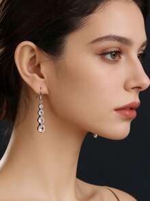 1 Pair Elegant Sparkling Rhinestone Water Drop Earrings, Suitable For Women's Festivals, Birthdays, Dates, Parties, Vacations, Shopping, And Daily Commute - Navy Blue - View 6