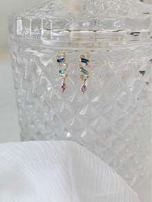 1 Pair S925 Sterling Silver Geometric Stud Earrings, Minimalist Elegant Elegant Fashion Versatile Small Earrings For Women - Irregular 1 - View 2