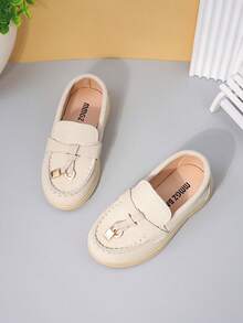 Giày da mũi nhọn, giày lười đế mềm mới mùa xuân/thu cho bé gái và bé trai, giày bệt casual cho trẻ sơ sinh/trẻ nhỏ/trẻ mẫu giáo/trẻ em. - Màu be - Xem 6