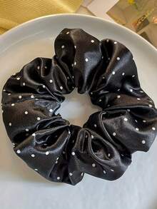 1pc French Satin Polka Dot Scrunchie - Retro Soft Elastic Hair Tie, Bun Holder Hair Rope Ponytail Holders Scrunchy Hair Ties Beauty Home Hair Accessories - Multicolor - View 9