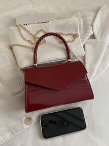 Red Flap Women's Handbag, Minimalist Versatile Chain Shoulder Bag, Suitable For Daily Wear - Red - View 9