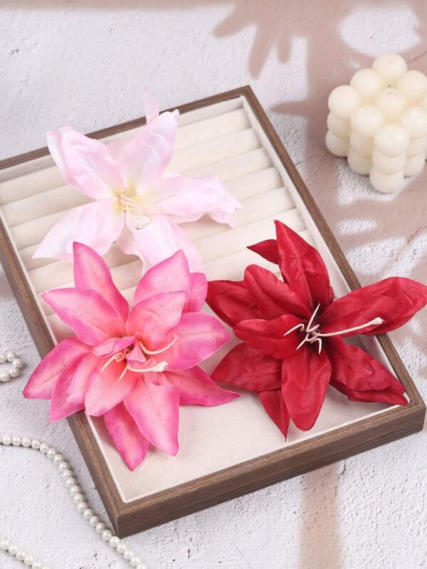 3个/1个 超大号12厘米波西米亚风仿真花发夹，适合海滩、旅行、约会、日常佩戴，爪夹发夹，发饰，头部饰品，女士发饰