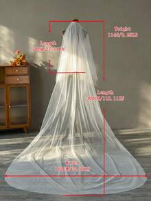3m Long Bridal Veils With Blusher 2 Tiers Wedding Veil Cover Front And Back Cathedral Drop Style Veil With Comb Wedding Accessories - Multicolor - View 5