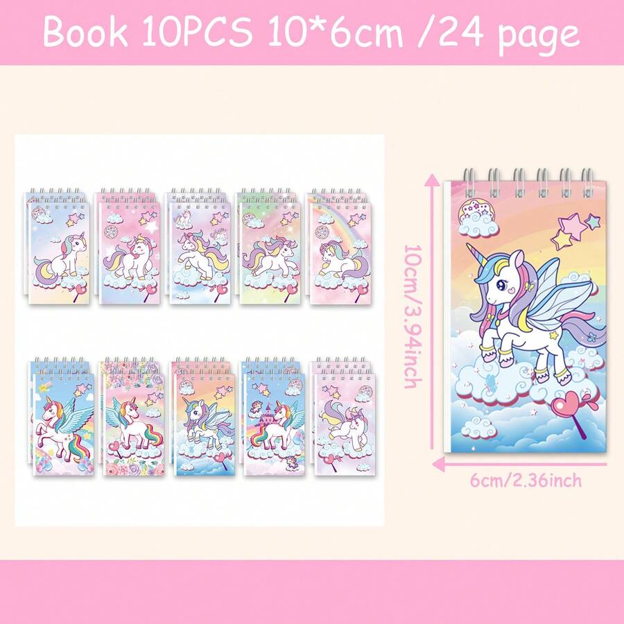 5pcs Cartoon Coil Notebooks, Cartoon Theme Pocket Memo Pads, Cartoon Notepads, Diaries, Office Sticky Notes, Student Journals, Back To School Gifts - Multicolor - View 1