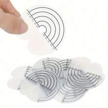 50pcs Round Hair Extension Spacer Templates With Scale And Single Hole Adhesive Cover - Transparent Heat Resistant Spacer Tools For Hair Extensions - One Size Fits All - View 3