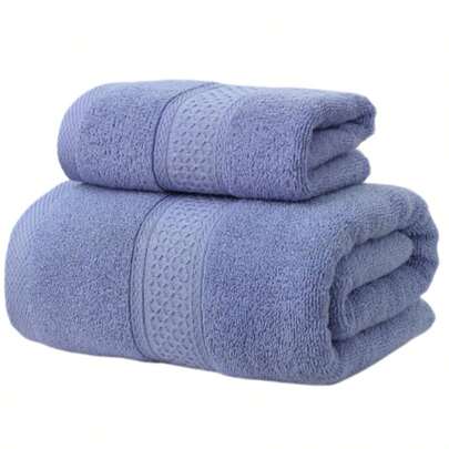 IYIFANI 1条毛巾/浴巾和2件套（浴巾+毛巾），100%纯棉菱形缎带设计，加厚吸水柔软亲肤面巾，浴室适用浴巾