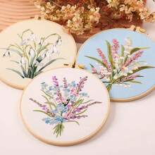 1 Set Beginner Embroidery Tool Kit, Floral Pattern, Elegant Style Cross Stitch Embroidery Set, Includes 3 Styles, Suitable For DIY Embroidery Lovers, Contains Printed Fabric, Embroidery Threads, Embroidery Needles, English Instruction, 20cm/7.9" Faux Bamboo Embroidery Hoop, Adult Embroidery Kit, Handmade Embroidery Set, DIY Craft Kit, Birthday/Valentine's Day/Mother's Day Gift (Seasonal Bamboo Needle Art), Surprise Gift For Family, Friends, Colleagues, Neighbors, Grandparents - Multicolor - View 4