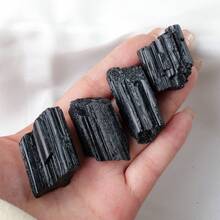 1pc Natural Black Tourmaline Jet Stones Raw Ore Irregular Crystals Divination Mineral Specimen Eliminate Magnetism Fathers Dad Christmas Gift - Black Tourmaline Rough Stone - View 13